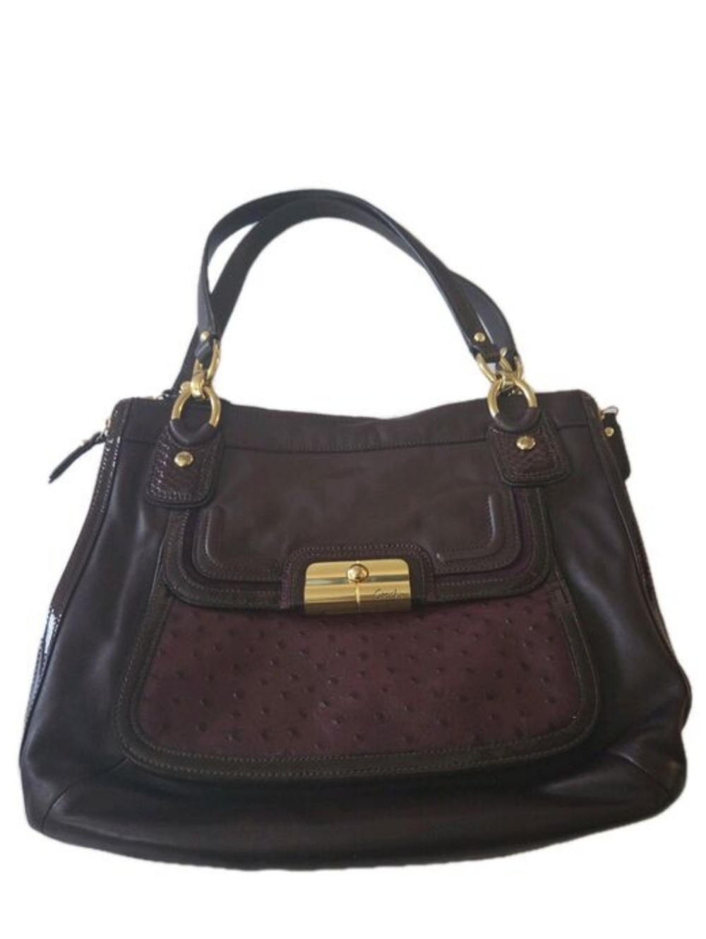 NEW Coach Kristin Spectator Purple Ostrich Handbag #18303 Vintage Y2K